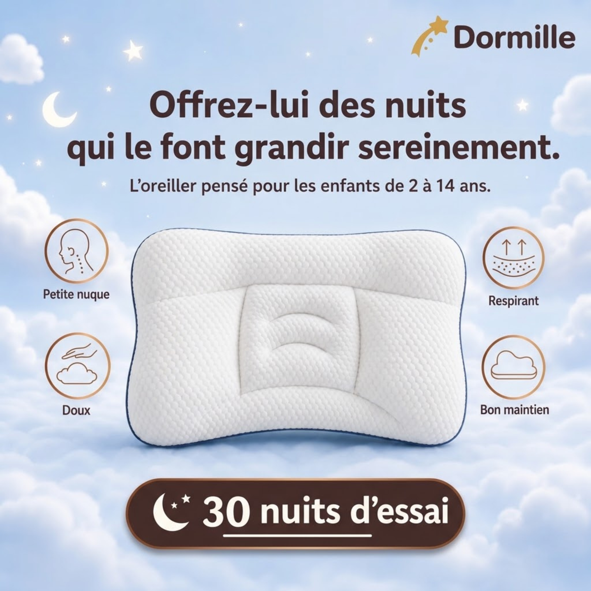 L'oreiller ergonomique pour enfant, pensé pour sa nuque